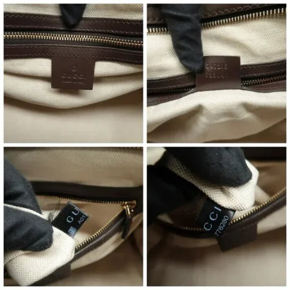 100% Authentic GUCCI Boston Brown GG Cloth Satchel 586-092624 - Picture 11 of 12